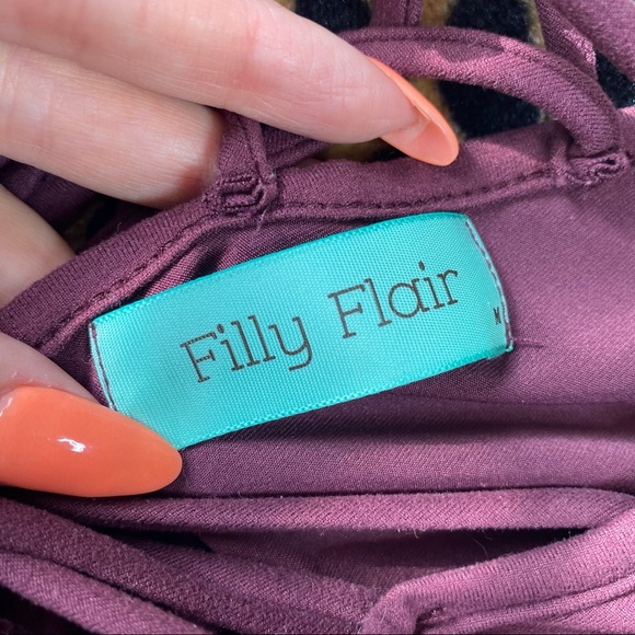 Filly Flair Criss-Cross Lace-Up Top - M, Plum - Picture 5 of 6